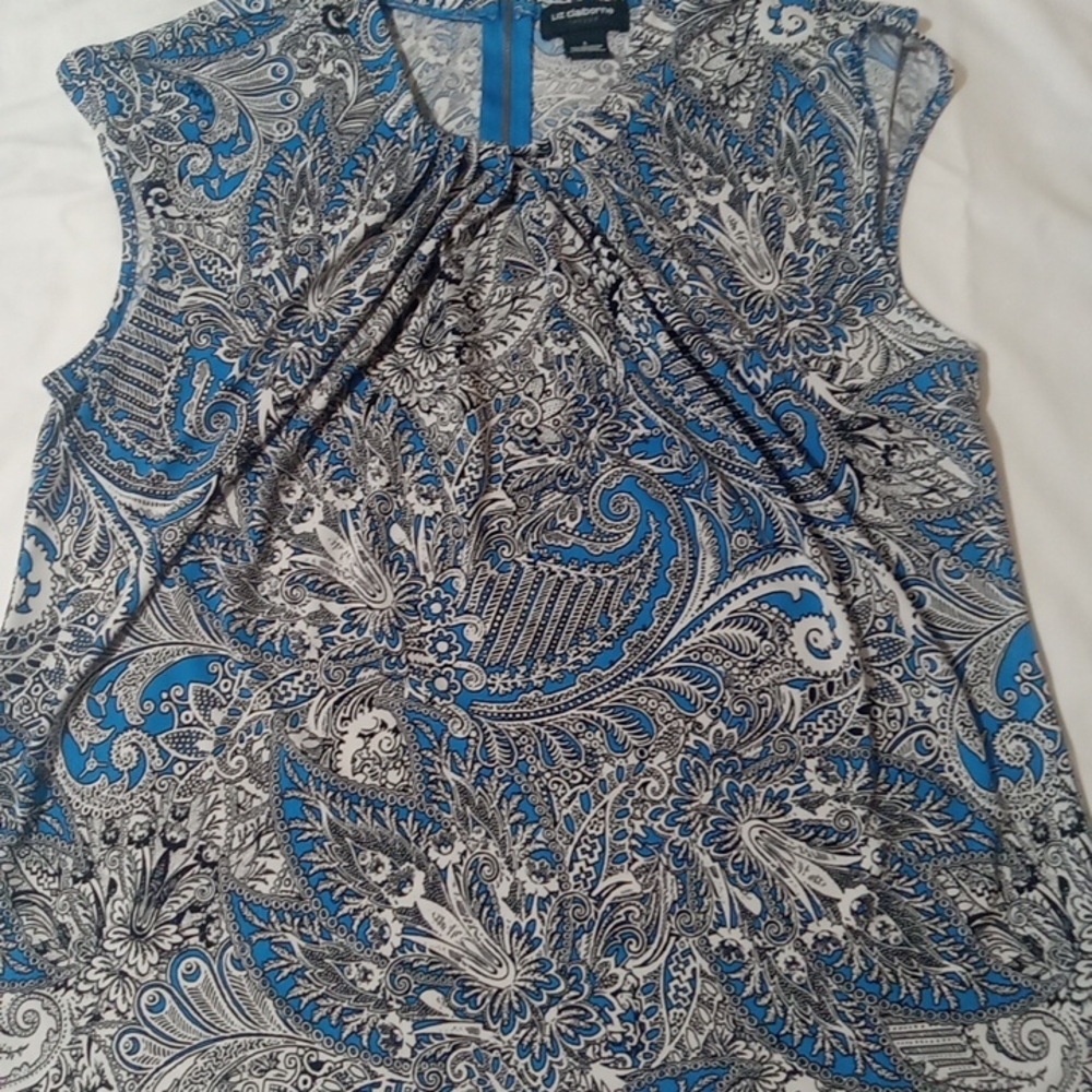 Liz Claiborne Blue and Black Paisley Blouse